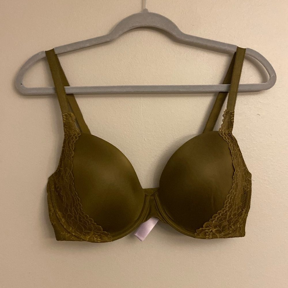 💜Rihanna Savage X Fenty Green Lace Olive Green Demi Bra Size 36 DD